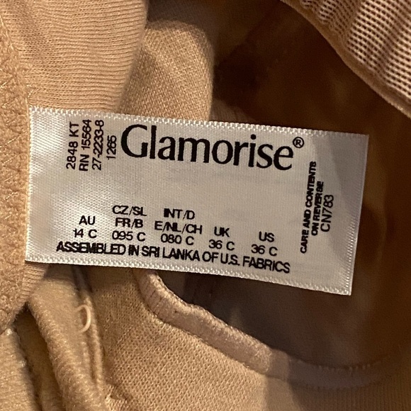 Glamorise Tan Full Coverage Bra Front Closure SZ 36C - Picture 7 of 7